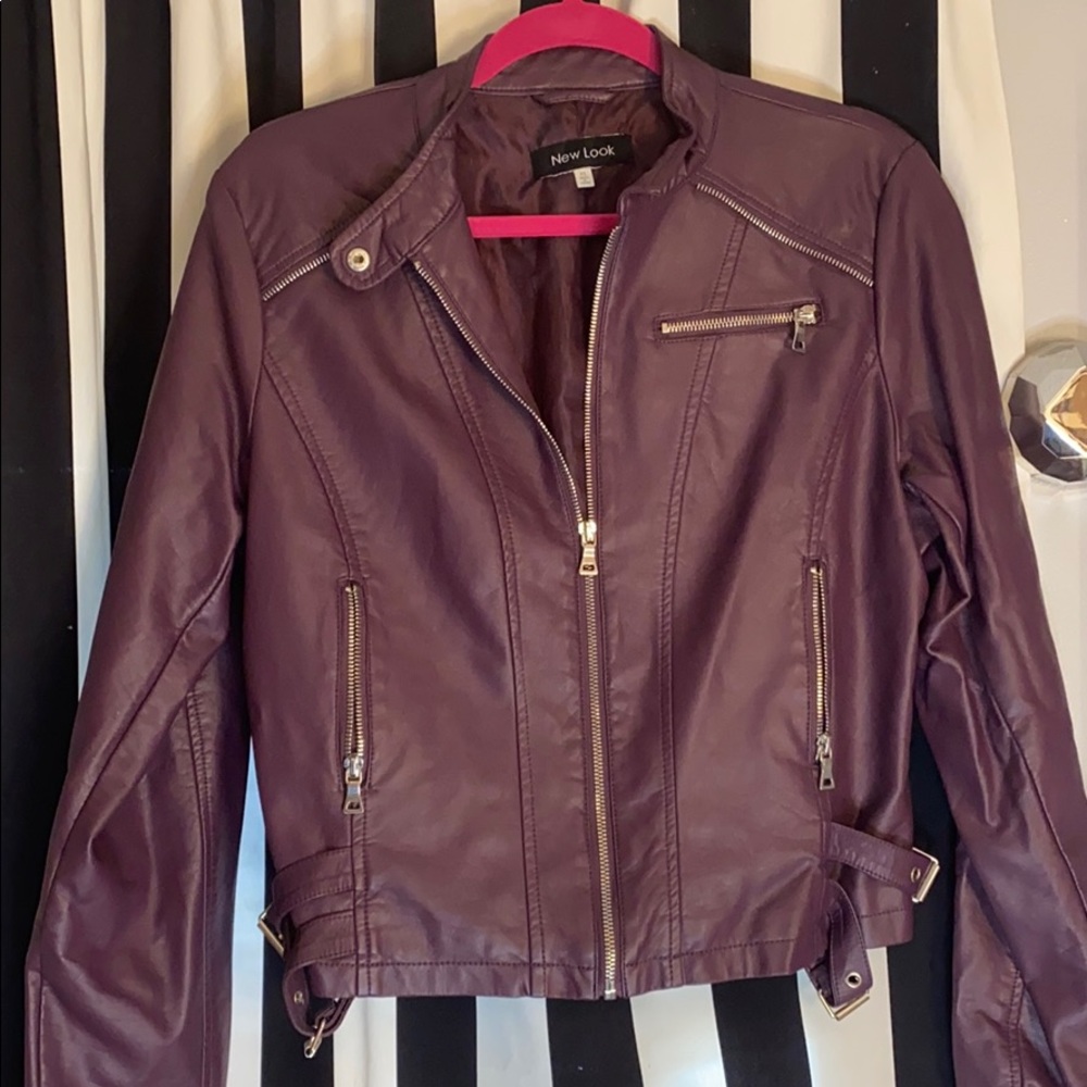 Purple Faux Leather Jacket